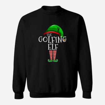 Golfing Elf Family Matching Group Christmas Golf Dad Sweat Shirt - Seseable
