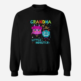 Grandma Of The Little Monster Birthday Family Monster Sweat Shirt - Seseable