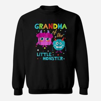 Grandma Of The Little Monster Birthday Family Monster Sweat Shirt - Seseable