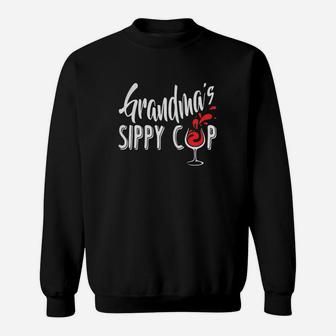 Grandma's Sippy Cup Love To Drink Wine T Sweatshirt - Seseable