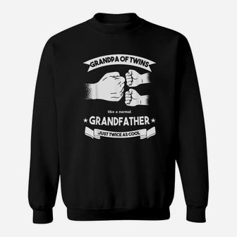 Grandpa Of Twins Grandfather Gift Double Blessed Baby Party Sweat Shirt - Seseable