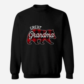 Great Grandma Bear Red Buffalo Plaid Family Sweat Shirt - Seseable