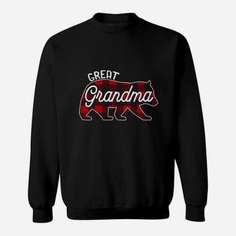 Great Grandma Bear Red Buffalo Plaid Matching Family Sweat Shirt - Seseable
