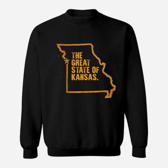 Great State Of Kansas Vintage Missouri Map Funny Sweat Shirt - Seseable
