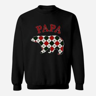 Green Red Cream Papa Bear, best christmas gifts for dad Sweat Shirt - Seseable