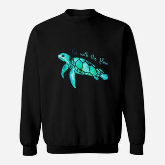 Green Turtle With Flow Go Dad Mom Sweat Shirt - Seseable