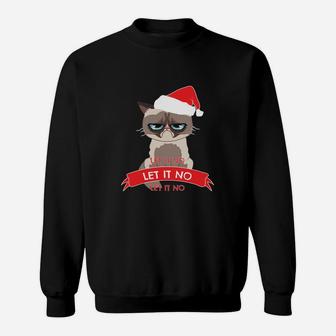 Grumpy Cat Santa Lass es Nein Festliches Sweatshirt, Weihnachten - Seseable
