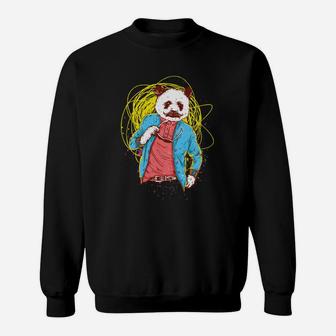Gruseliges Clown-Design Herren Sweatshirt in Schwarz, Halloween-Stil - Seseable