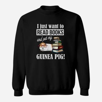Guinea Pig Reading Book Library Sweat Shirt - Seseable