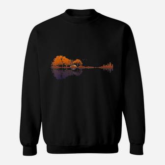 Guitar Lake Reflections Music And Guitar Lover Guitar Sweat Shirt - Seseable