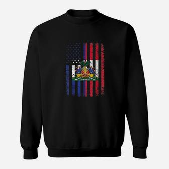 Haiti Usa Flag 4th Of July American Haitian Flag Sweatshirt - Seseable