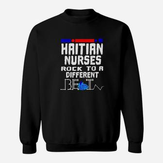 Haitian Nurse Flag Heartbeat Black Afro Haiti Pride Sweat Shirt - Seseable