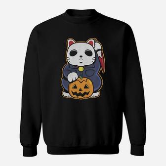 Halloween Lucky Cat Sweat Shirt - Seseable