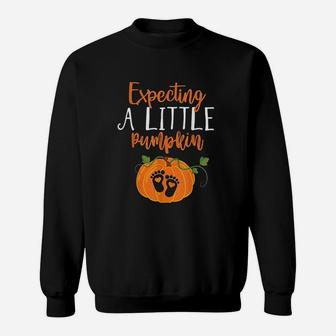 Halloween Mom To Be Expecting Little Pumpkin Sweat Shirt - Seseable