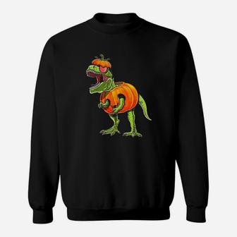 Halloween T Rex Dinosaur Halloween Pumpkin Sweat Shirt - Seseable