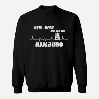 Hamburg Herzschlag EKG Sweatshirt, Mein Herz schlägt für Hamburg Design - Seseable