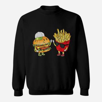 Hamburger Fries High Five | Cool Fun Combo Snacks Funny Gift Sweat Shirt - Seseable