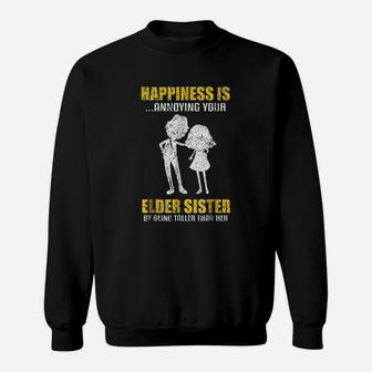 Happiness Is Annoying Elder Sister Distressed Sweat Shirt - Seseable