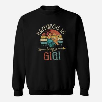 Happiness Is Being A Gigi For Women Vintage Grandma Sweat Shirt - Seseable