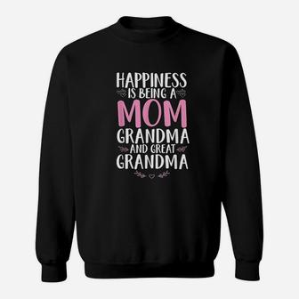 Happiness Is Being A Grandma And Great Grandmother Gift Sweat Shirt - Seseable
