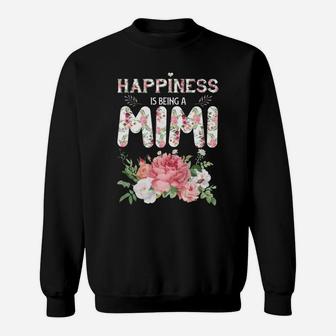 Happiness Is Being A Mimi Vintage Floral Gift For Grandma Sweat Shirt - Seseable