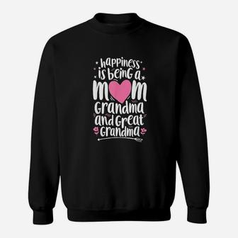 Happiness Is Being A Mom Great Grandma Sweat Shirt - Seseable