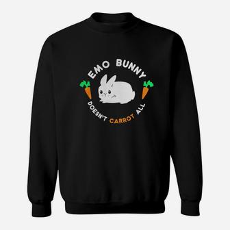 Happy Easter Day Funny T Shirt Emo Bunny Doesn't Carrot All Shirt, Funny Cute Easter Gift Black Wom Sweatshirt - Seseable