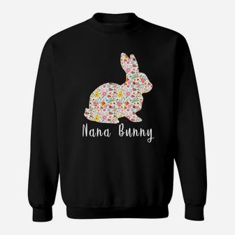 Happy Easter Nana Bunny Cute Floral Print Rabbit Sweat Shirt - Seseable
