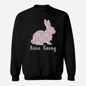 Happy Easter Nana Bunny Cute Tiny Floral Print Rabbit Sweat Shirt - Seseable