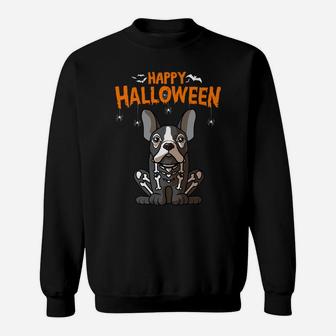 Happy Halloween French Bulldog Skeleton Dog Costume Sweat Shirt - Seseable