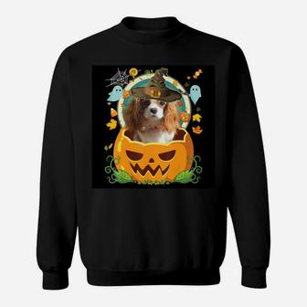 Happy Halloween Pumpkin Cavalier King Charles Spaniel Dog Sweat Shirt - Seseable