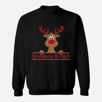 Healthcare Worker Cute Reindeer Christmas Sweat Shirt - Seseable