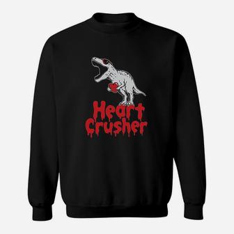 Heart Crusher Trex Love Valentine's Day Outfit Toddler Kids Sweatshirt - Seseable