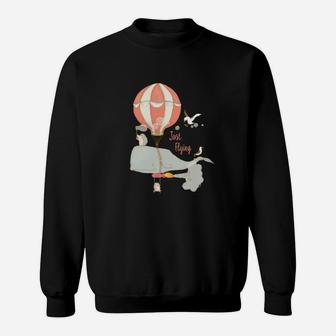 Heißluftballon-Abenteuer Sweatshirt für Tierfreunde in Schwarz - Seseable