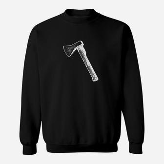 Herren Schwarz Sweatshirt mit Axt-Motiv, Premium Design Tee - Seseable