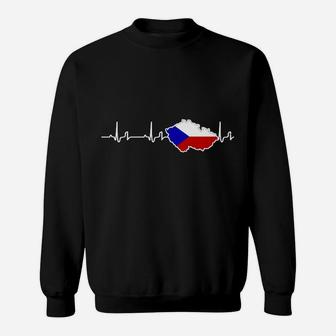 Herren Sweatshirt Herzfrequenz & Tschechische Flagge, Patriotisches Design - Seseable