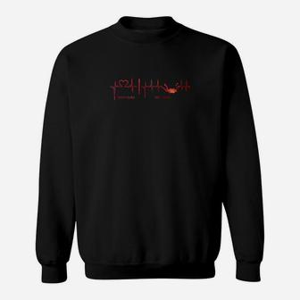 Herren Sweatshirt Herzschlag EKG & Musiknoten Design - Schwarz - Seseable