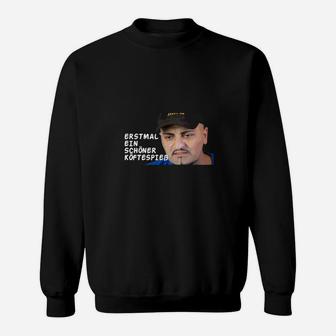 Herren Sweatshirt Lustiger Spruch mit Cartoon-Gesicht – Schwarz - Seseable