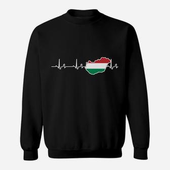 Herzschlag Ungarn Sweatshirt, EKG mit ungarischer Flagge für Patrioten - Seseable