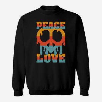 Hippie Peace Love Peace Sign Colorful Gift Sweatshirt - Seseable