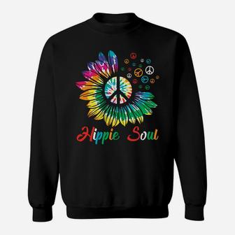Hippie Soul Tie Dye Sunflower Peace Sign Sweatshirt - Seseable
