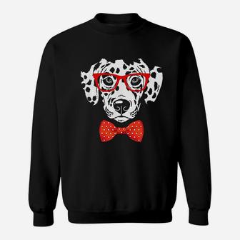 Hipster Dog Dalmatian Wearing Glasses Sweat Shirt - Seseable