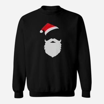 Hipster Santa Face With Hat Beard Glasses Christmas Sweat Shirt - Seseable