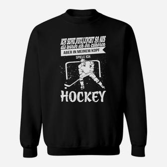 Hockey-Themen Sweatshirt, Spruch & Spieler Grafik, Fan-Merch - Seseable