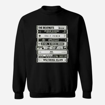 Hood Ornaments Hip Hop Artists Cassettes Old School Rap Sweatshirt - Seseable