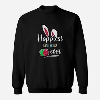 Hoppiest Pacu Nurse Ever Bunny Ears Buffalo Plaid Easter Nursing Job Title Sweat Shirt - Seseable