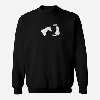 Horse And Cat Interaction Funny Farm Animal Sweat Shirt - Seseable
