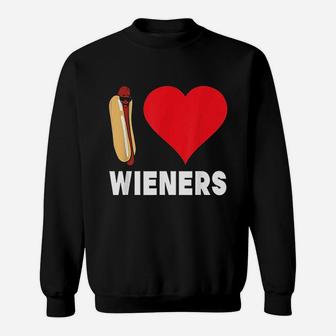 Hot Dog I Love Wieners Heart Sweat Shirt - Seseable
