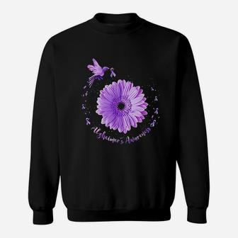 Hummingbird Sunflower Purple Ribbon Awareness Sweat Shirt | Seseable UK