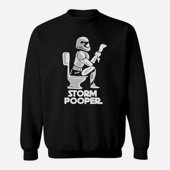 Humorvolles Herren Sweatshirt Storm Pooper, Lustiges Schwarz Tee - Seseable
